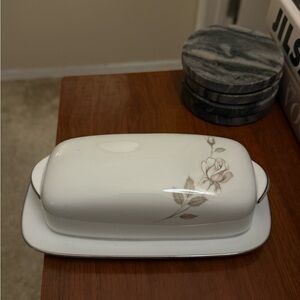 Elegant Floral Butter Dish by Noritake